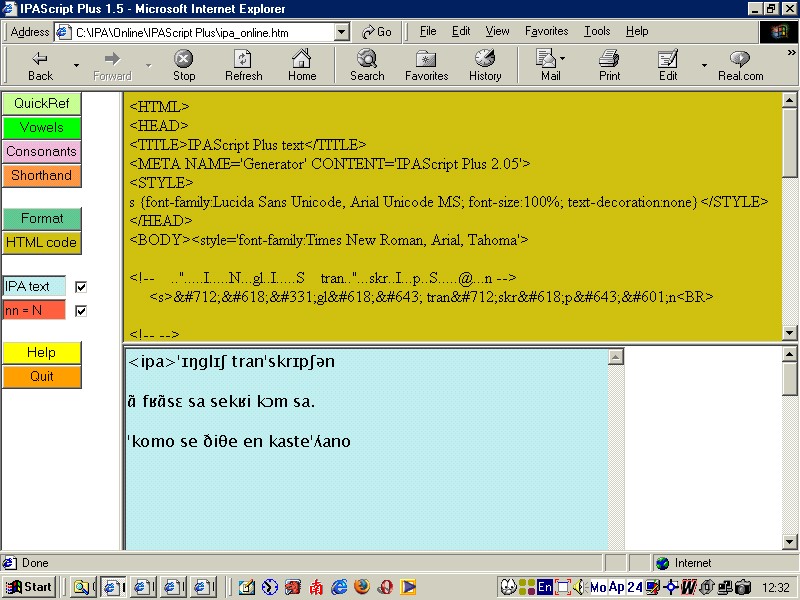IPA in HTML format
